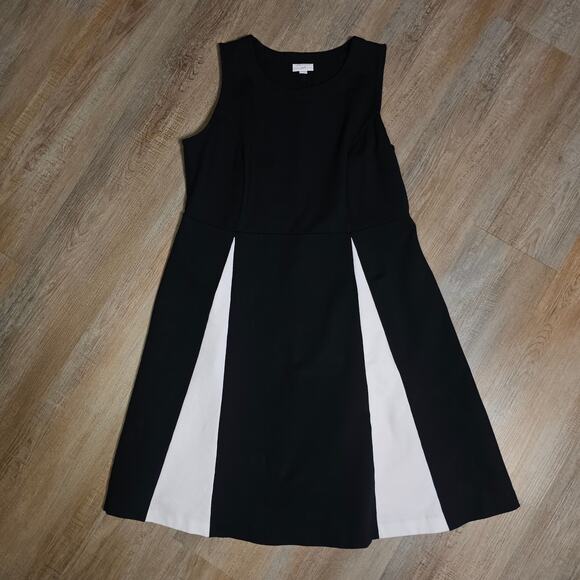 J Jill Siriano Collab Black & White Fit Flare Tank Dress Viscose Rayon Spdx L - Picture 4 of 10